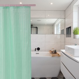 HELLCRACK Small Mini Shower Curtain or Liner Fabric 32x72 Inch,Washable IPx4 Waterproof Hotel Quality,Shower Curtains with Hooks and Grommets,Stall Shower Liner/Green …