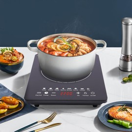 Electric Induction Cooktop, 750W Portable Electric Hot Plate with 8 Temp Levels Auto Pot Detection & Auto Shut-off 110V 50/60HZ Hot Plate Cooker for Countertop Cooking Fast Heating & Energy Efficient