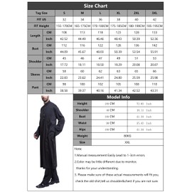 Aomesinc 2 Pcs Thobe for Men, Mens Kaftan, Muslim Jubba Thobe for Men, Islamic Prayer Shirt, Arabic Muslim Islamic Mens Clothing with Pants(2XL)