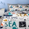 Nesker 5 Pcs Comforter Set Twin Size, Cute Nautical Sailboat