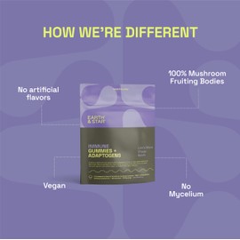 Earth & Star - 10 Mushroom Blend Gummies | 2500mg Mushroom Complex | Lion's Mane, Chaga, Turkey Tail and More | Daily Mushroom Supplement to Boost Immunity, Energy and Cognitive Functions | 60 Gummies