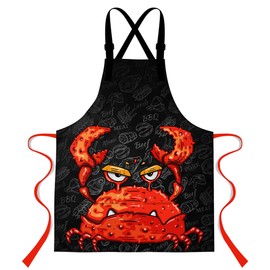 LshyMn Crab Apron 33.4L x 27.5W Inches with 2 Pockets Kitchen Cooking Extra Long Waist Tie Adjustable Shoulder Straps Apron for Men's Women's Kitchen Apron WQLSMN4