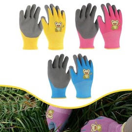 3 pares Guantes de Jardinería para Niños de 5 a 7 Años, Guantes Anticorte, Guantes de Jardín para Niños Pequeños, Guantes de Trabajo en el Jardín para Niños con Revestimiento