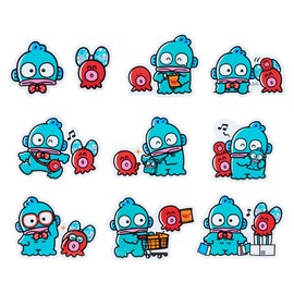 Sanrio 319490 Sticker & Case Set (Hankyodon to Sayuri Ukiukiyolife) Sticker Stationery PVC 10 Patterns x 1 Each
