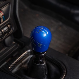 Billetworkz Weighted Coyote Shift Knob for Manual Ford Mustang (2015-25), Candy Blue
