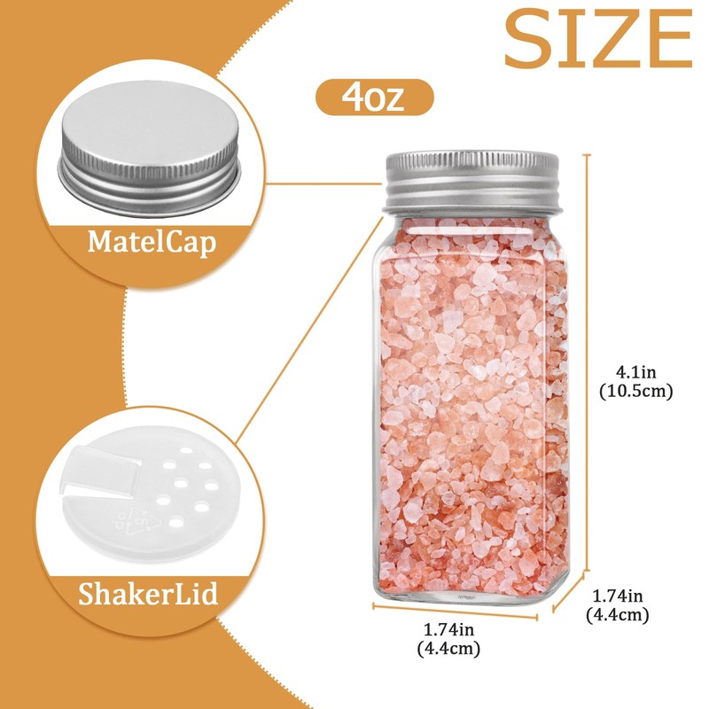 ZUFECY 4oz Glass Spice Bottles with Shaker Lids, Restaurant &