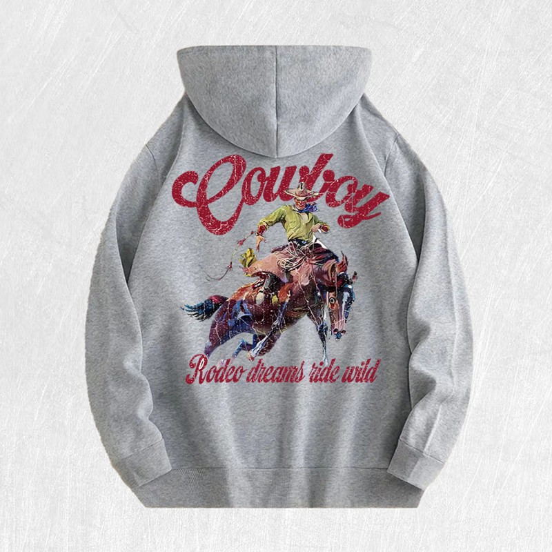 Cowboy Rodeo Graphic Hoodie 100% Cotton US Warehouse 6 ColorsColor: