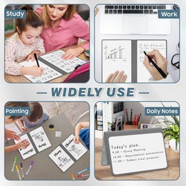 Whiteboard A5 Grey Small Whiteboard Notebook Mini Desk Whiteboard with 11 Erasable Pens to do List White Board for School Office Supplies Desk Accessories (Grey Notepad Multi Pens, 1 Pack)