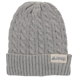 Jeep Men's and Women's 3 Piece Cable Knit Scarf, Beanie, and Gloves Set-Unisex One Size Fits Most, Gray
