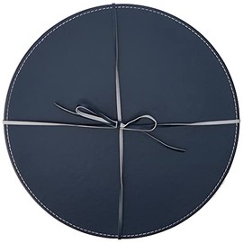 Creative Tops Round Placemats, Faux Leather, Grey/Navy, 29 cm, Set of 4 Table Mats