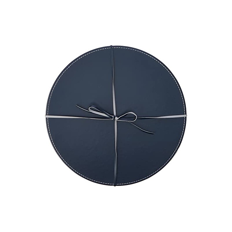 Creative Tops Round Placemats, Faux Leather, Grey/Navy, 29 cm, Set