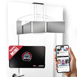 The 360 Mirror - 3 Way Mirror for Self Hair Cutting - Adjutable Trifold Barber Mirro to Cut Your Own Hair - Tri Fold Self Haircut System - Three Sided Mirro for Haircuts (Black - Mini LED version)