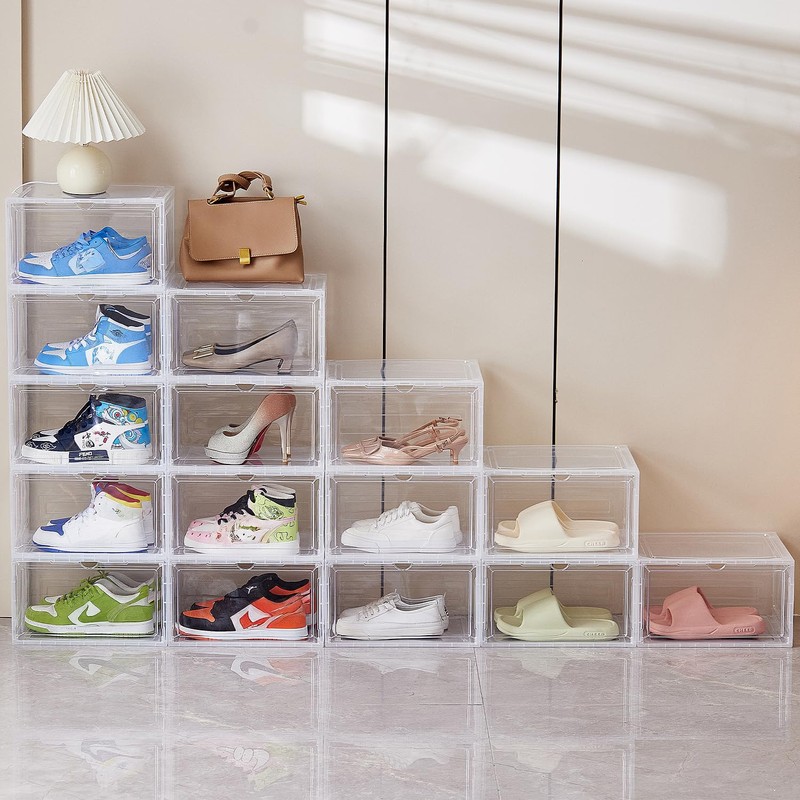 Shoe Boxes Set of 8,Stackable Large Shoe Organizer with Magnetic