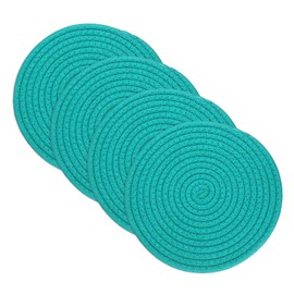 sourcing map 4 Pcs Trivets for Hot Dishes, 8 Inch Cotton Potholders for Hot Pots and Pans Cotton Rope Woven Trivet Heat Resistant for Kitchen Table Countertop, Dark Green