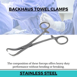 Backhaus Towel Clamps Stainless Steel Locking Forceps with Inward Pointed Tips Medical Surgical Veterinary Instrument to Secure & Grasp (5.25 Inch)