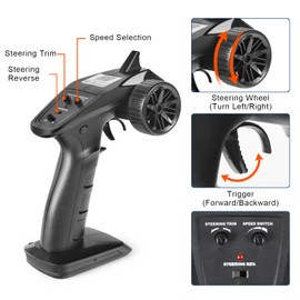 HAIBOXING - 2.4 GHz RC Remote Control Radio Transmitter for 1/16 16889, Receiver Radio System with Receiver for RC Racing Car 12670-2.4G