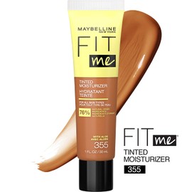 Maybelline Fit Me Tinted Moisturizer, Fresh Feel, Natural Coverage, 12H Hydration, Evens Skin Tone, Conceals Imperfections, for All Skin Tones and Skin Types, 355, 1 fl. oz.