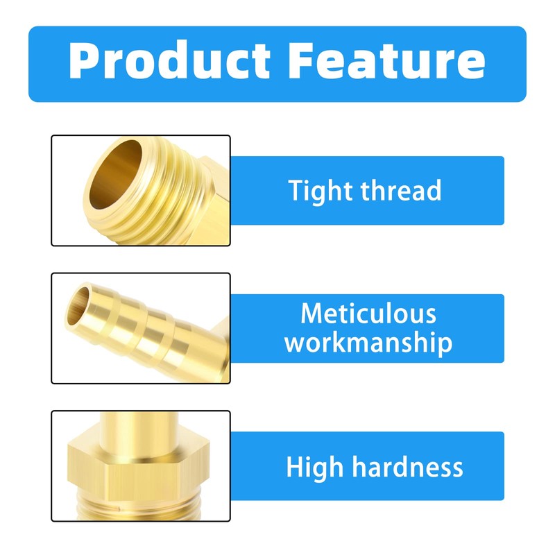 ERGAOBOY 10pcs 6mm OD Barb to 3/8" BSP Male Brass