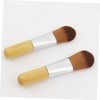 Vaguelly 2pcs Mini Foundation Brush Short Wooden Handle Soft Nylon
