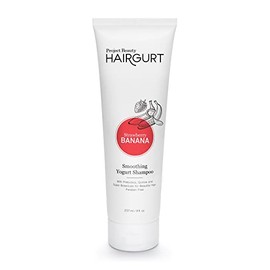 Champú de yogur alisador de plátano y fresa - Control del encrespamiento para cabello teñido - Natural, sin sulfato, 8 onzas