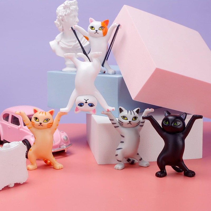 5 Pcs Dancing Cat Pen Holder Desk Pen Holder with