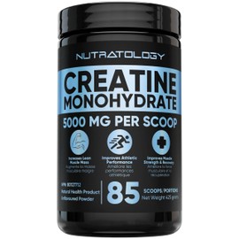 Nutratology Creatine Monohydrate Powder 425g - For Increased Muscle Growth & Performance - Pre-workout Muscle Builder - Supports Athletic Performance - Creatine Powder for Workouts - 85 Servings