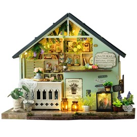 CUTEROOM Miniature House Kits For Adults, Mini Dollhouse Wooden Furniture Kit, 1:24 Scale Diy Craft Kits Creative Room Tiny House For Decoration- Plants Studio