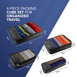 LUGG Lightweight Packing Cubes Set – Durable Polyester Travel Organizers, 4 Sizes for Efficient Packing, Compact and Versatile Travel Accessories (Black, Packing Cube (Set of 4))