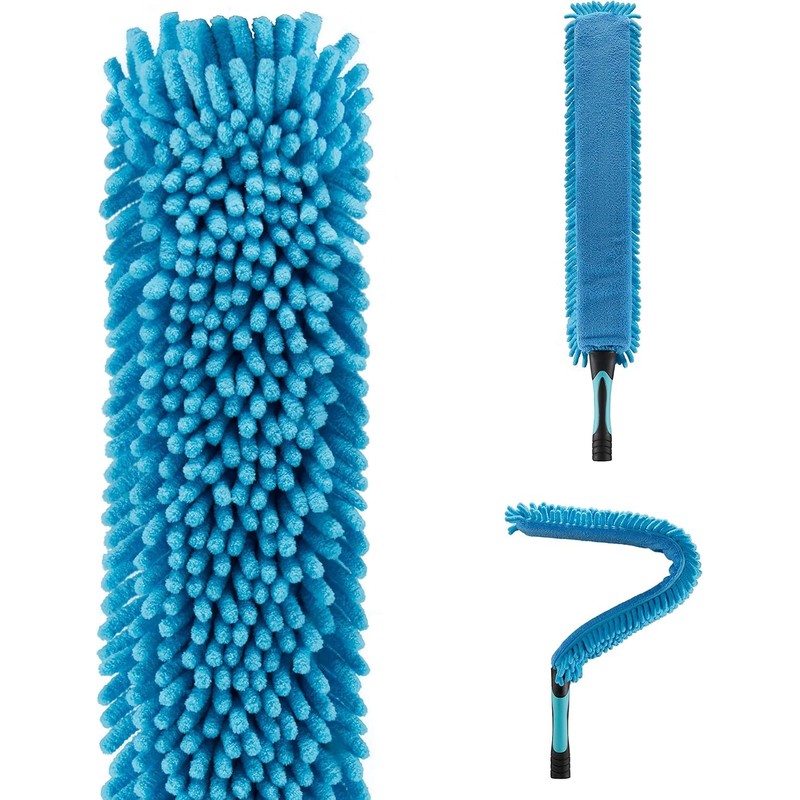 Microfiber Flexible Ceiling Fan Duster with Washable Chenille Dusting Cloth,