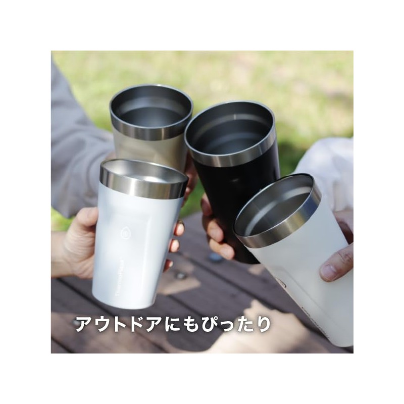 Thermo-Flask Stacked Tumbler (Black, 23.7 fl oz (700 ml), Stylish,