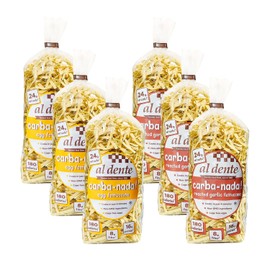 Al Dente Carba-Nada Variety Pack – Lower Carb, High Protein Pasta. Includes Egg Fettuccine & Roasted Garlic Fettuccine. Keto-Friendly, Artisanal, Non-GMO, Cage-Free Eggs, 10oz Bags (Pack of 6).
