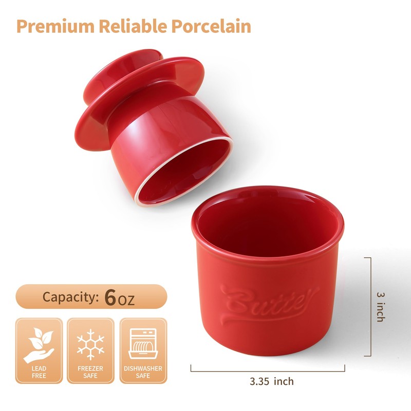 French Butter Crock with Lid, Spreadable Butter on Demand, Ceramic