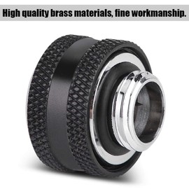 Richer-R Compression Fitting, PC Water Cooling Brass Compression Fitting, 4/6 Pieces/Pack, Suitable for 16 mm Outer Diameter Rigid Tube, 6 Colours (4 Pieces, Black)