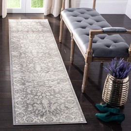SAFAVIEH Brentwood Collection 2' x 6' Cream/Grey BNT844B Traditional Oriental Non-Shedding Living Room Entryway Foyer Hallway Bedroom Runner Rug
