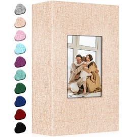 EJBLFE - Álbum de fotos de 4 x 6 pulgadas, cubierta de lino con 100 páginas negras para 300 fotos para familiares, bodas, aniversarios, bebés y día festivo (beige)