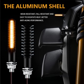 iFunyLED 2PCS Flowing LED Motorcycle Turn Signal Lights, Aluminum Alloy 12V Super Bright Motorbike Front Rear Blinkers Indicators for Harley Honda KTM Kawasaki Suzuki Yamaha - Amber