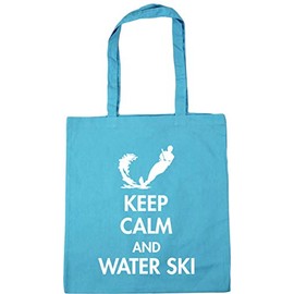Hippowarehouse Keep calm and water ski Tote Shopping Gym Beach Bag 42cm x38cm, 10 litres