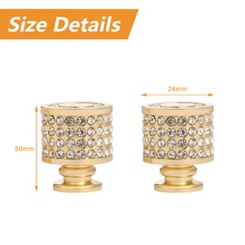 Morobor Rhinestone Drawer Knob, 4pcs Zinc Alloy Gold Cabinet Knobs Imitation Diamond Wardrobe Door knobs Round for Kitchen Bathroom Drawer