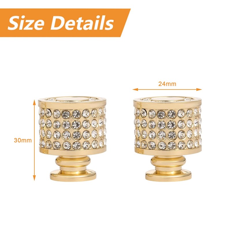 Morobor Rhinestone Drawer Knob, 4pcs Zinc Alloy Gold Cabinet Knobs