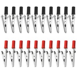 20 Pcs Red and Black Metal Alligator Clips Electrical Test Clamps with Screw and Plastic Handles