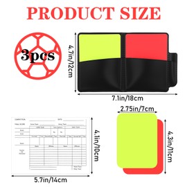 Nogeqi Set of 3 Football Referee Cards, Referee Cards, Red and Yellow Cards, Football Schiri Card, Penalty Cards Made of High-Quality PU + PVC Material, Waterproof, Durable, 19.5 x 11.5 cm