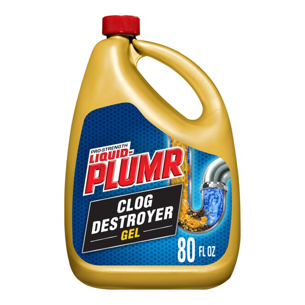 Liquid-Plumr Pro-Strength Clog Destroyer Gel with PipeGuard, Liquid Drain Cleaner - 80 Ounces (Package May Vary)