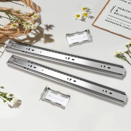 Gobrico 18 inch Soft Closing Ball Bearing Drawer Slides with Brackets Side Mount Full Extension Cabinet Drawer Runners Glides 3 Folds Heavy Duty Dresser Slides 2 Pairs (4pcs)