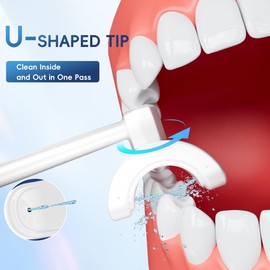 Cordless Water Flosser for Teeth Cleaning Pick, U-Shaped Flossing Head for 360° Deep Clean, 5 Modes & 9 Jet Tips, IPX7 Waterproof, Rechargeable & Portable Oral Irrigator for Travel, 350ML Large Tank