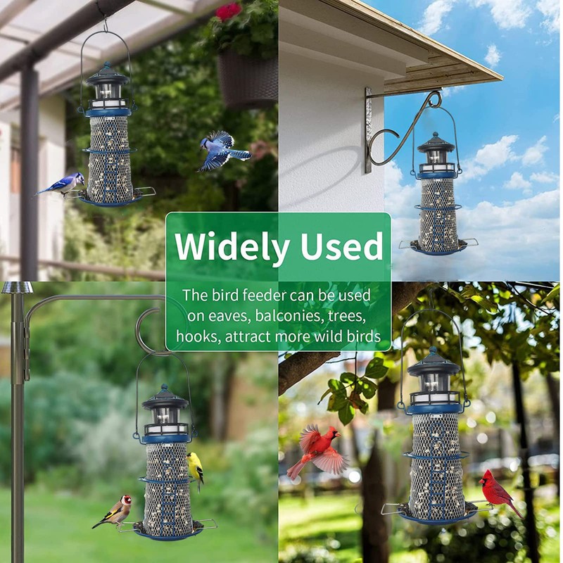 Solar Bird Feeder for Outdoors Hanging Wild Metal Bird Feeders,14"