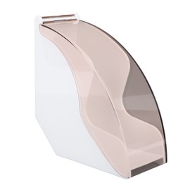 Fan Shape Storage Box with Dustproof Cover Compact Acrylic Filter Paper Holder Coffee Paper Container White