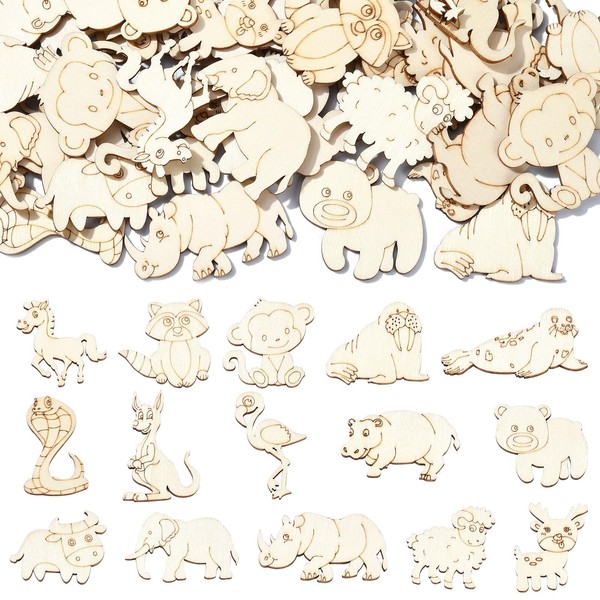 DanLingJewelry 100Pcs Unfinished Wooden Forest Animal Cutouts Wild Life Snake
