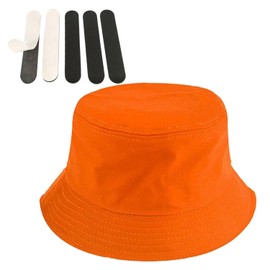 CHSZSH 1 x Men's Sun Hat, 5 Hat Stickers, Travel Sun Hat, Camping Bucket Hat, Summer Sun Hat, Orange colour.