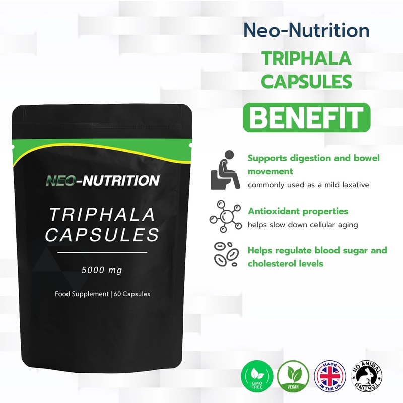 Neo Organic Triphala Capsules, 60 Caps | Fresh-Ground Whole Food