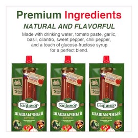 BALTIMORE SHASHLICHIY Ketchup with Spices & Garlic - Organic Tomato Ketchup Made from Ripe Tomatoes, Garlic & Herbs - Spicy Ketchup Ideal for Grilling, Barbecuing & Side Dishes - 260g Each, 3 Pack